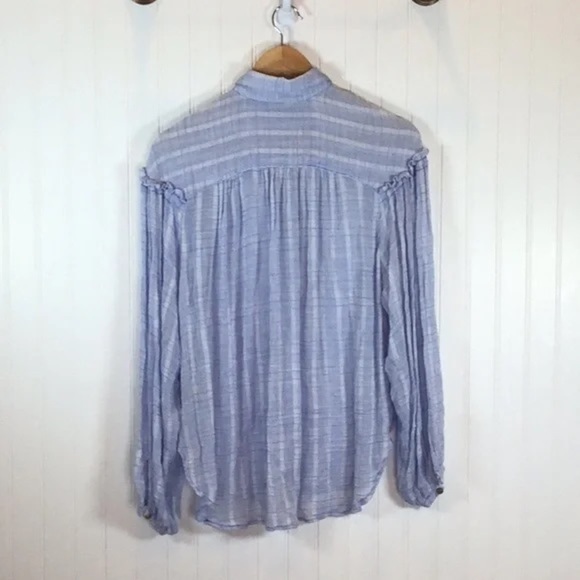 ❄️ Free People | Headed To The Highlands Button Front Blouse Blue Size XS - Picture 9 of 11
